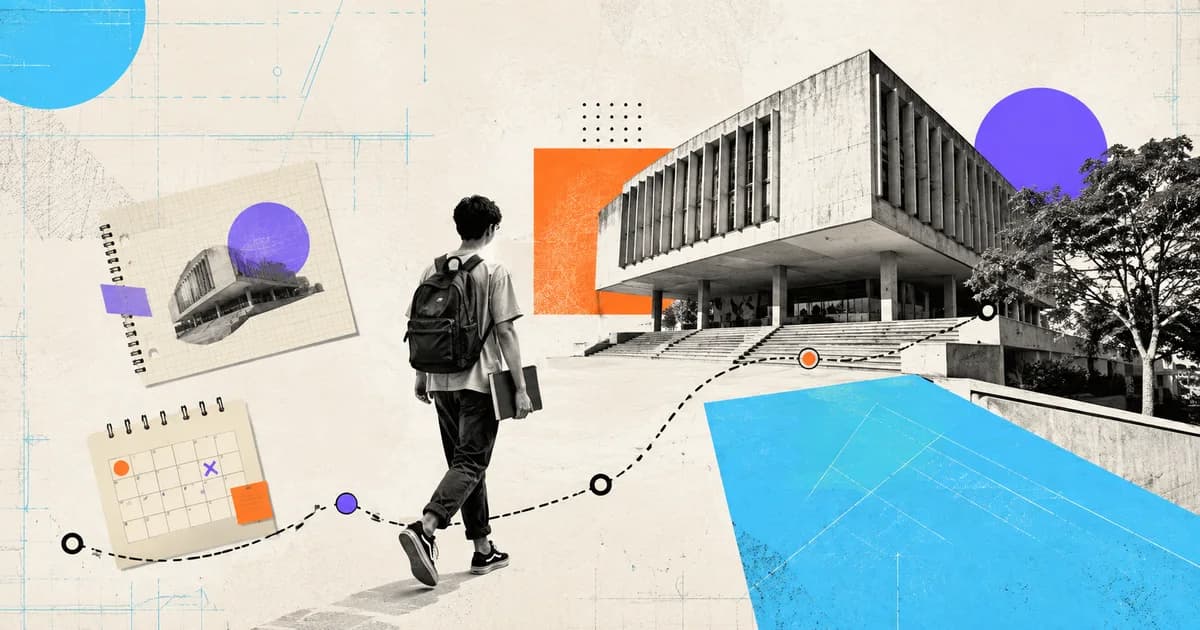 Estudiante comenzando su recorrido desde el CBC hacia la FADU